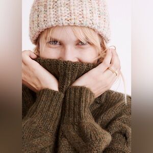 Madewell Somervell Modern Cable Turtleneck Sweater - Soze XS - Heather Basil